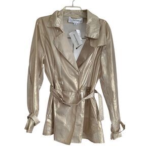 Weatherproof Trench Coat Size L Gold Metallic Windbreaker Single Breasted NWT